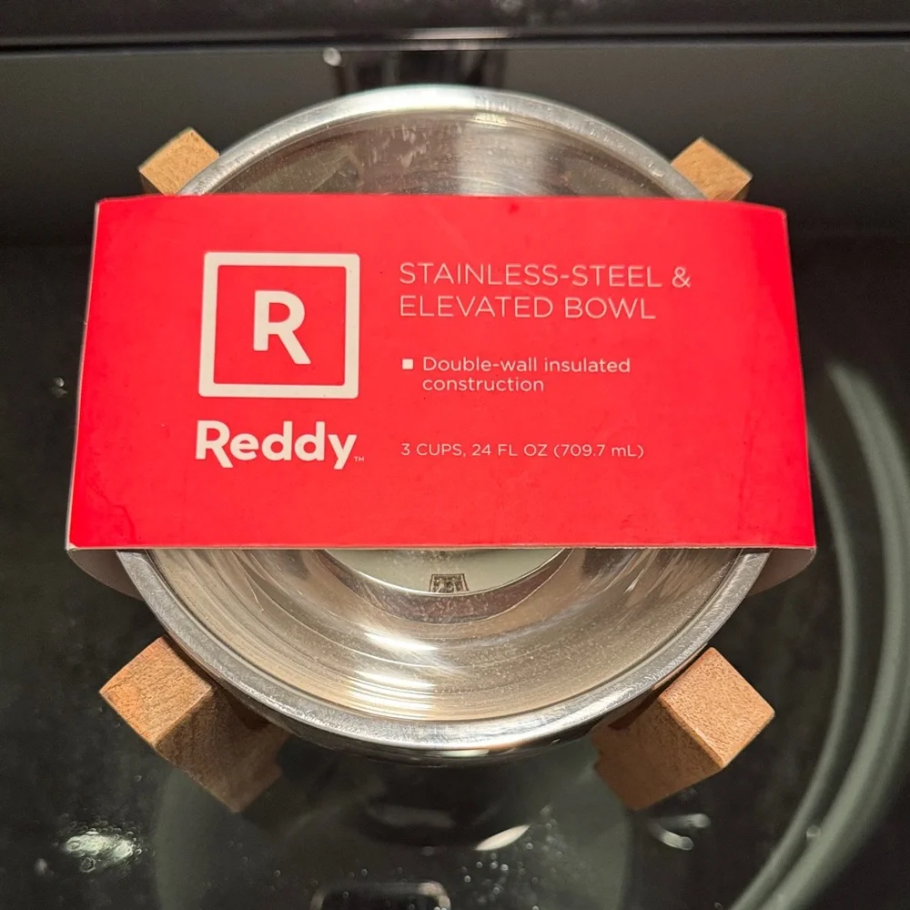 Reddy Stainless Steel Elevated Dog Bowl - Silver